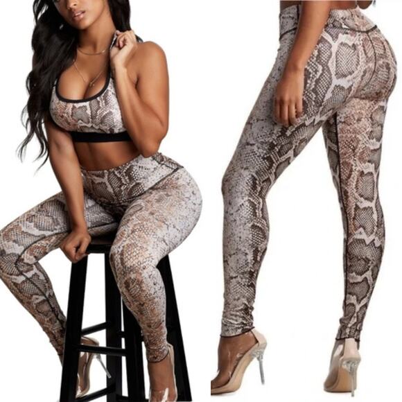 TRUE RELIGION Bodied Python Print Mid Rise Leggings Size Small Made In USA - Picture 1 of 7